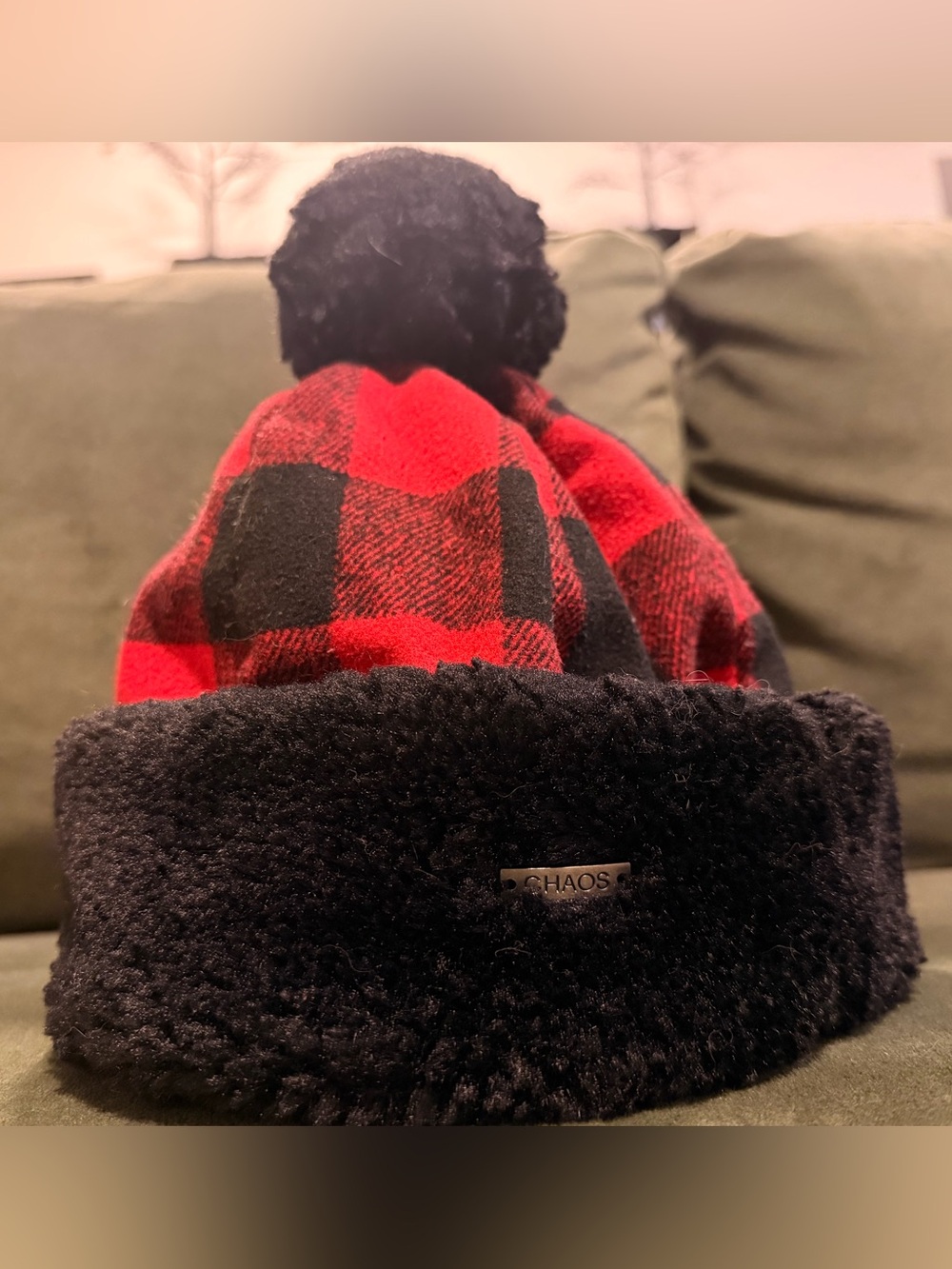 Chaos - Women’s Red Buffalo Plaid Pom Pom